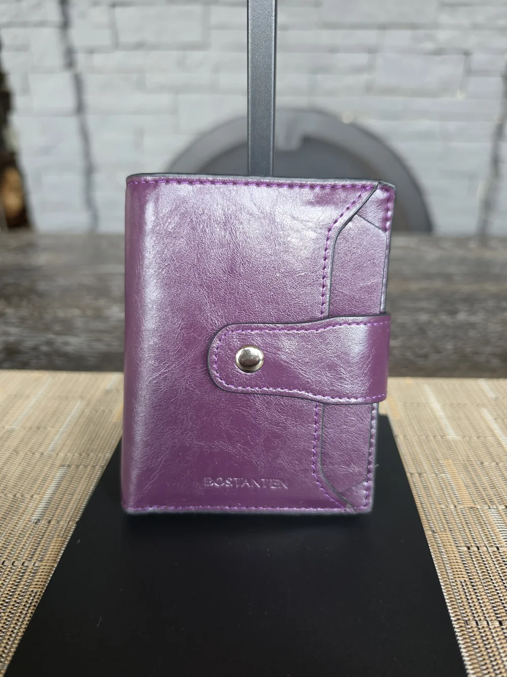 Bostanten Purple Leather Snap Wallet